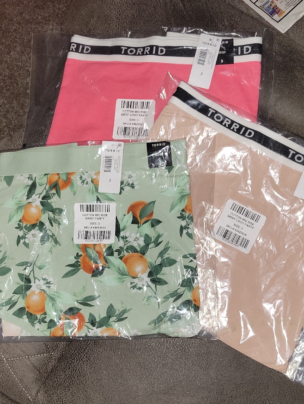 🚨Torrid Cotton Brief Panty 3-Pack - Coral, Rose Dust & Orange Floral